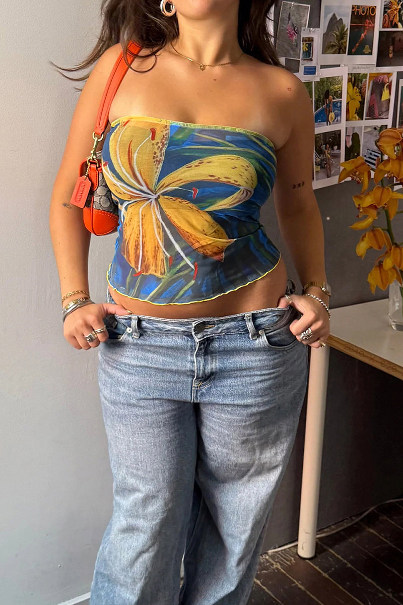 Floral Strapless Bodycon Tank Top
