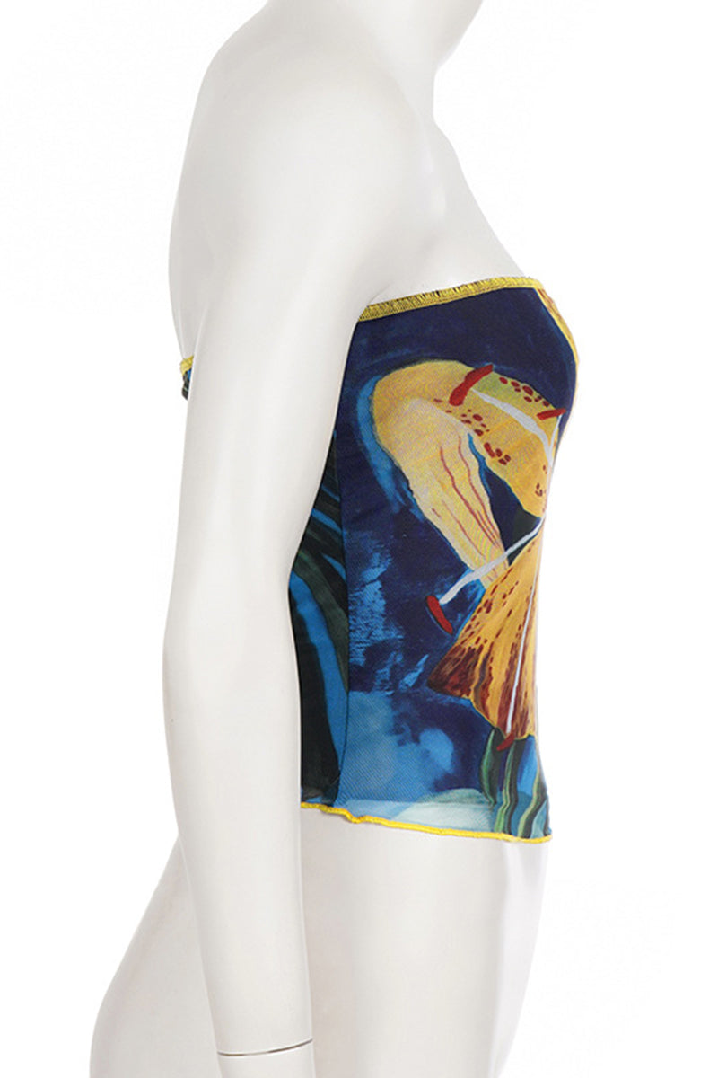 Floral Strapless Bodycon Tank Top