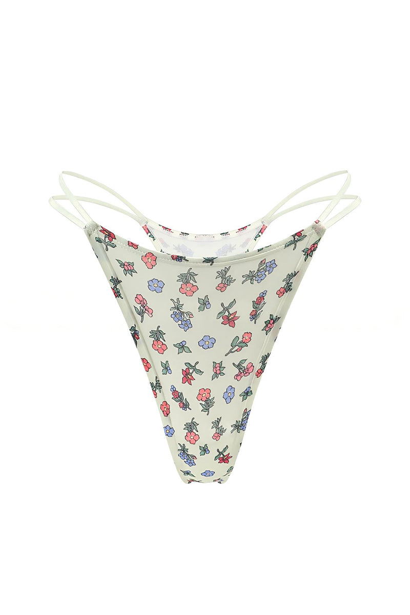 Heart Print Strappy Thong Panties