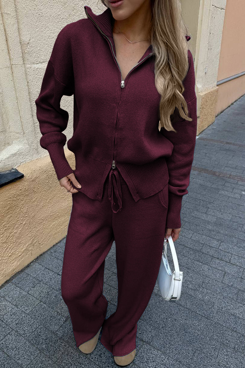 Relaxed Zip-Up Pants Set