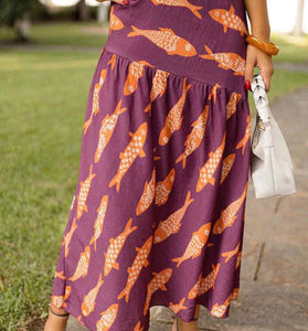 Fish Pattern Midi Skirt