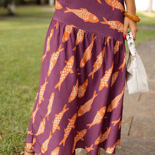 Fish Pattern Midi Skirt