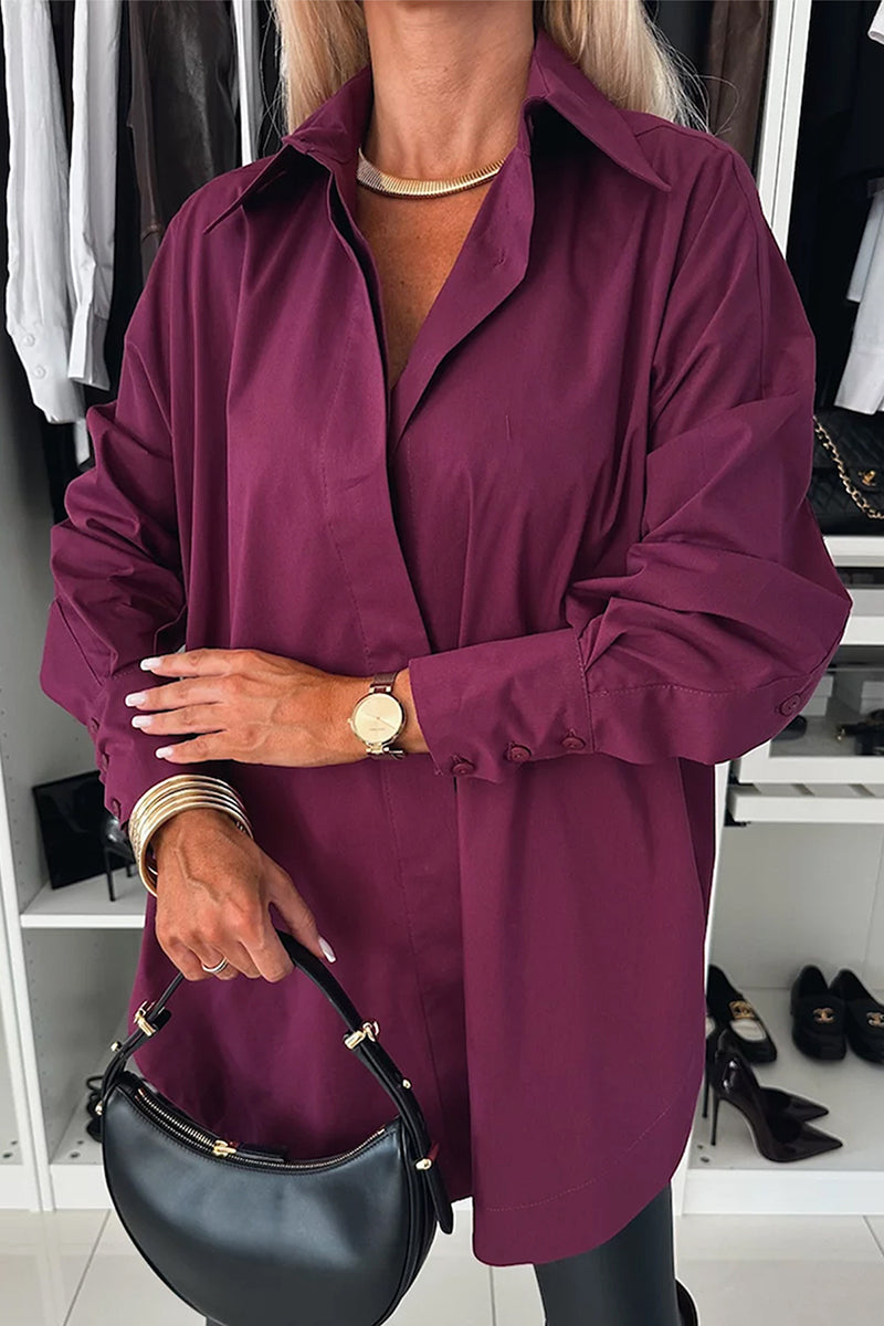 Chic Oversized Long Sleeve Blouse