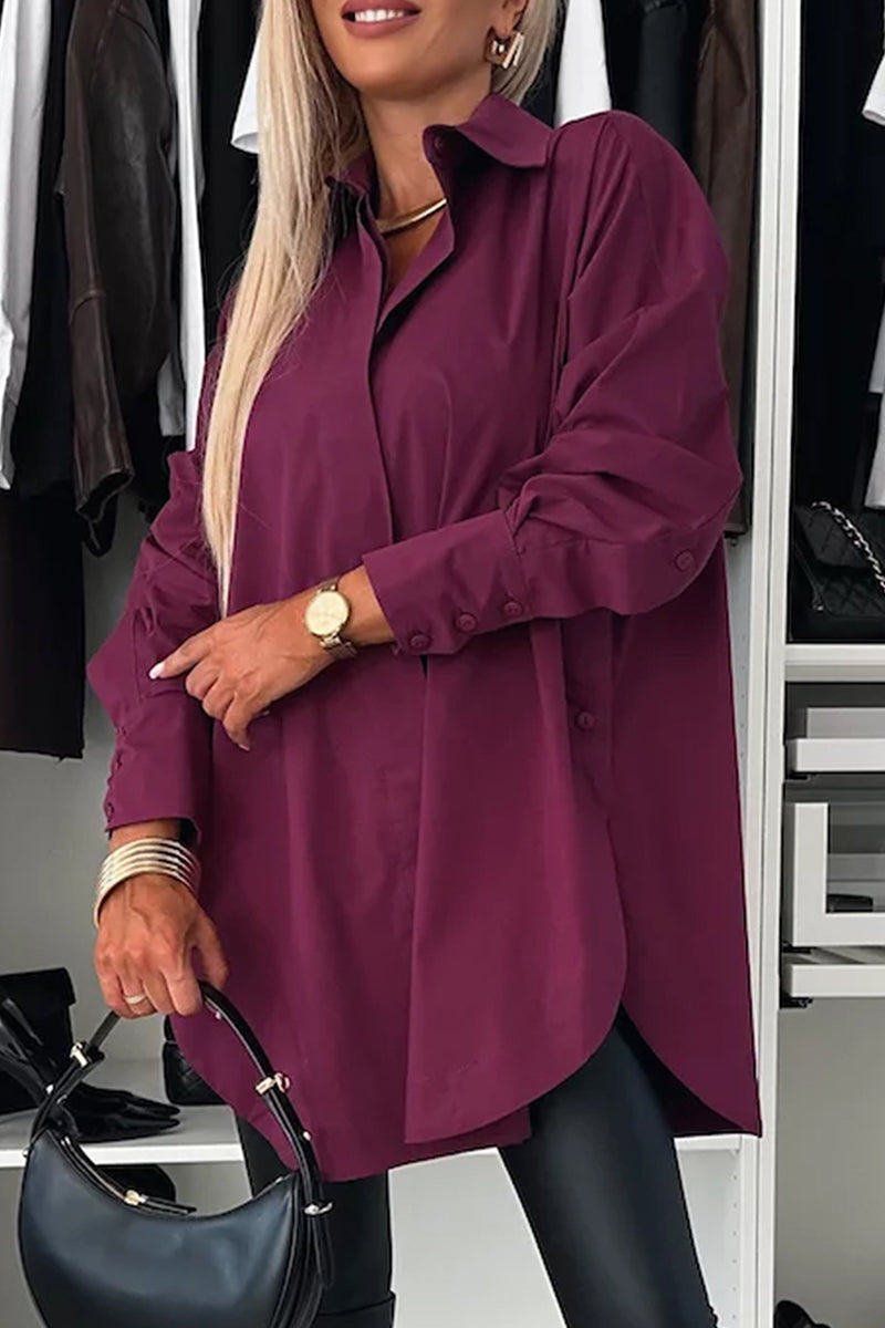 Chic Oversized Long Sleeve Blouse