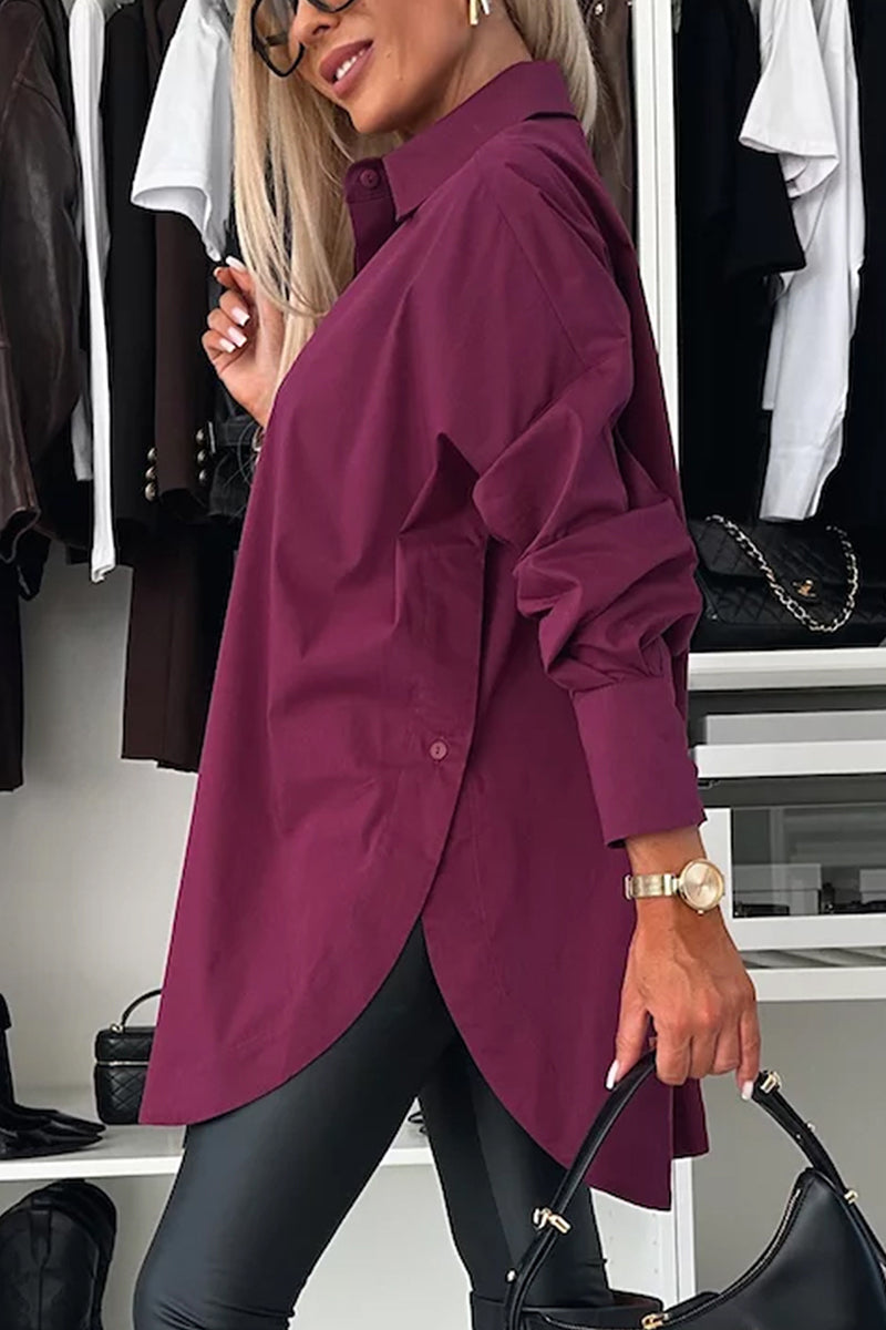 Chic Oversized Long Sleeve Blouse