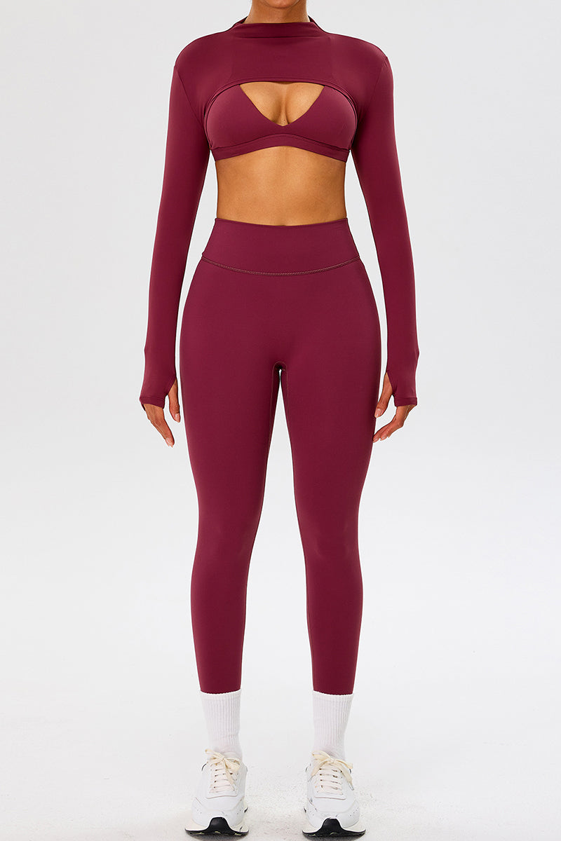 Cropped Long Sleeve Top and Leggings  Set