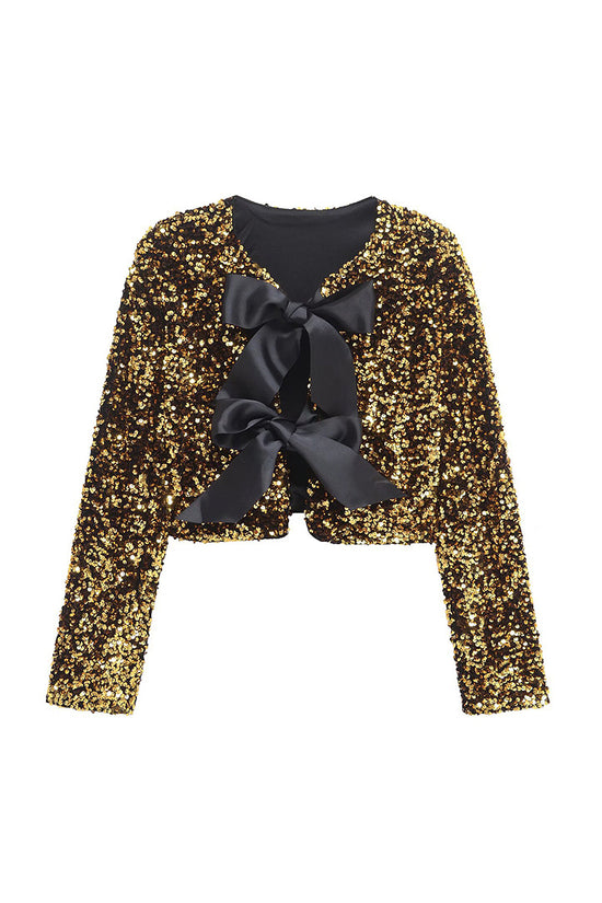 Bow Accent Textured Blazer