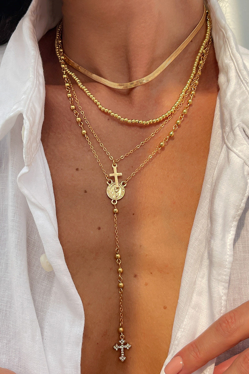 Layered Cross Pendant Necklace
