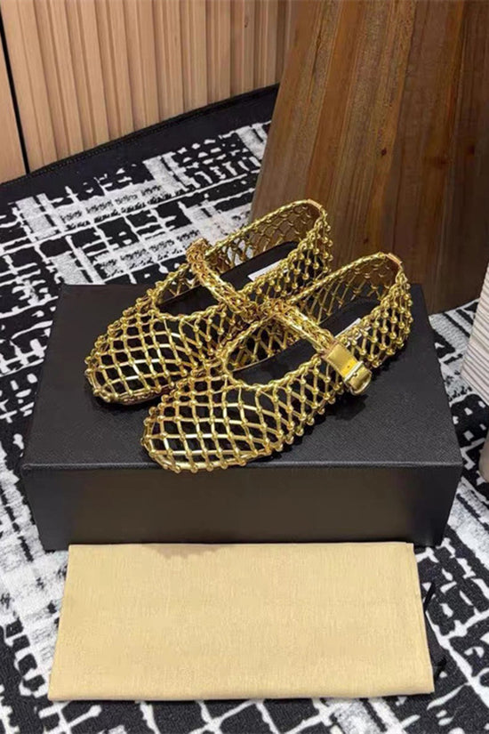 Woven Mesh Buckle Flats