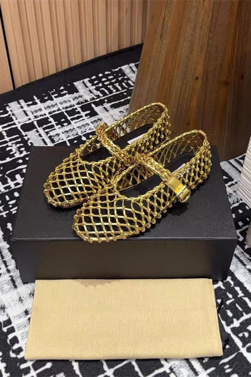 Woven Mesh Buckle Flats