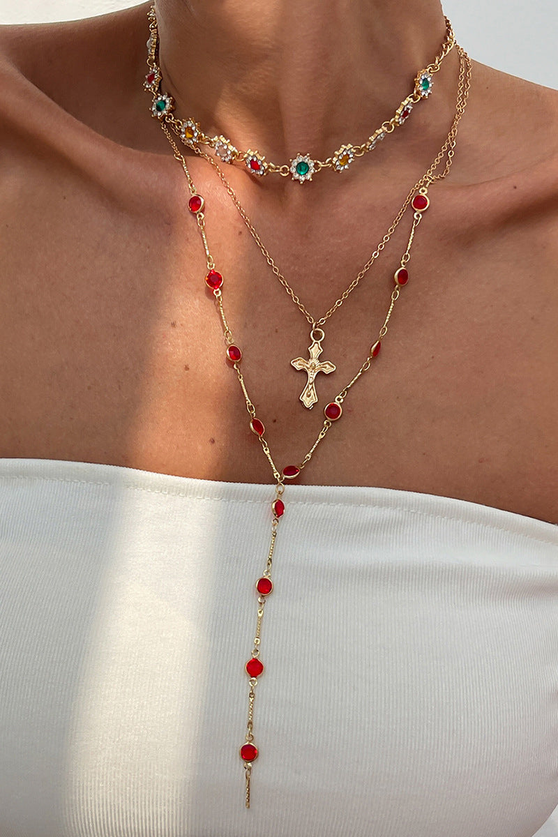Layered Cross Pendant Necklace