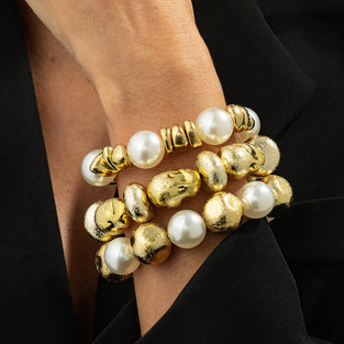 Bold Statement Pearl and Gold Bracelet