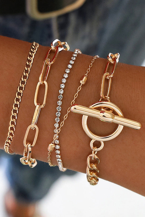 Elegant Chain and Stone Bracelet Set