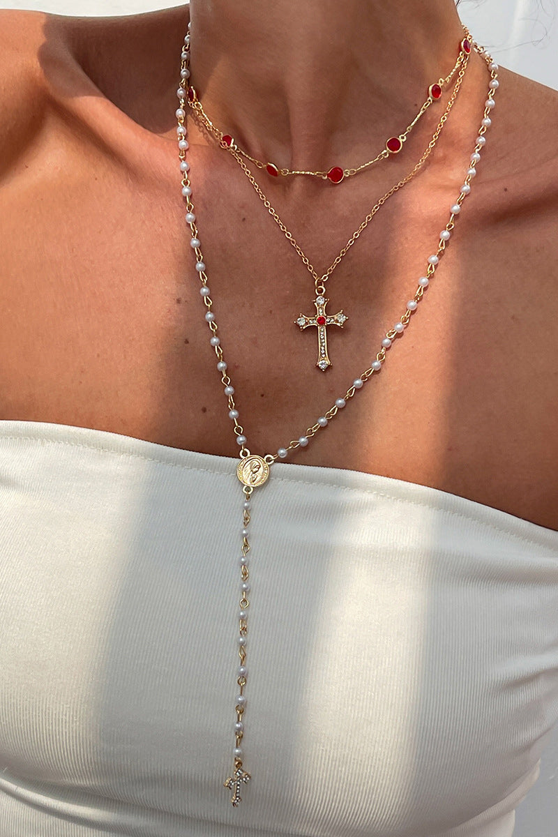 Layered Cross Pendant Necklace