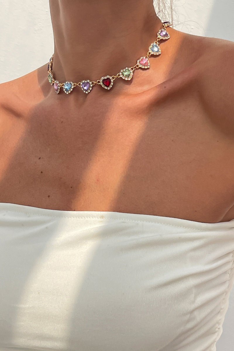 Heart-Shaped Gemstone Necklace