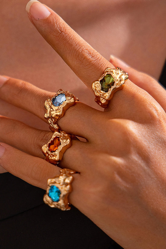 Geometric Gemstone Statement Ring