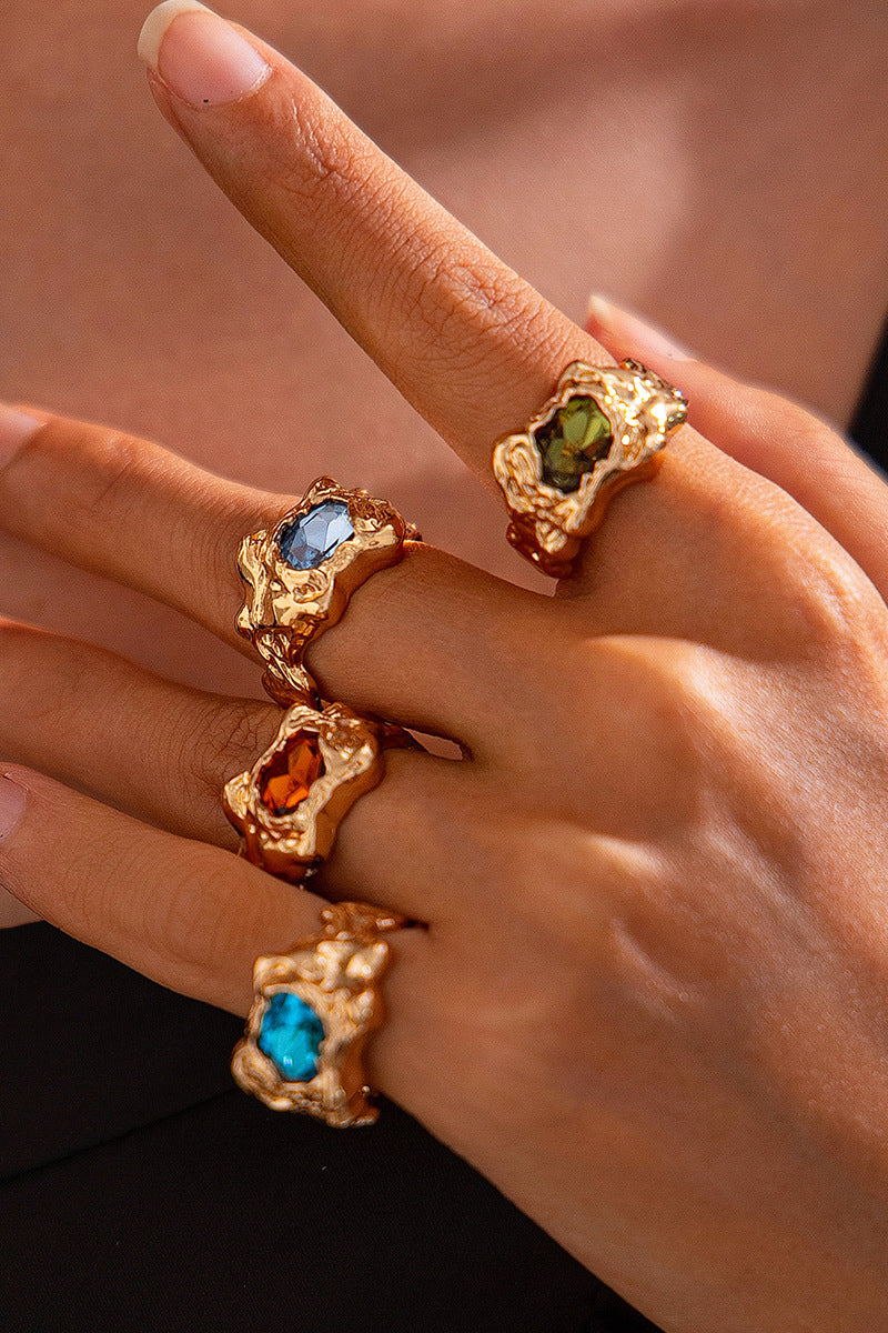 Geometric Gemstone Statement Ring