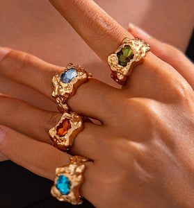 Geometric Gemstone Statement Ring
