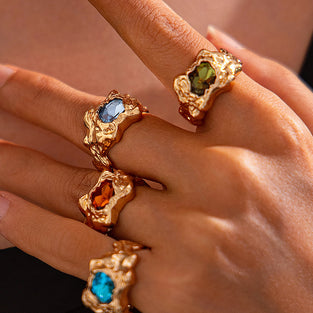 Geometric Gemstone Statement Ring