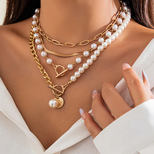 Charm Layered Pearl Necklace