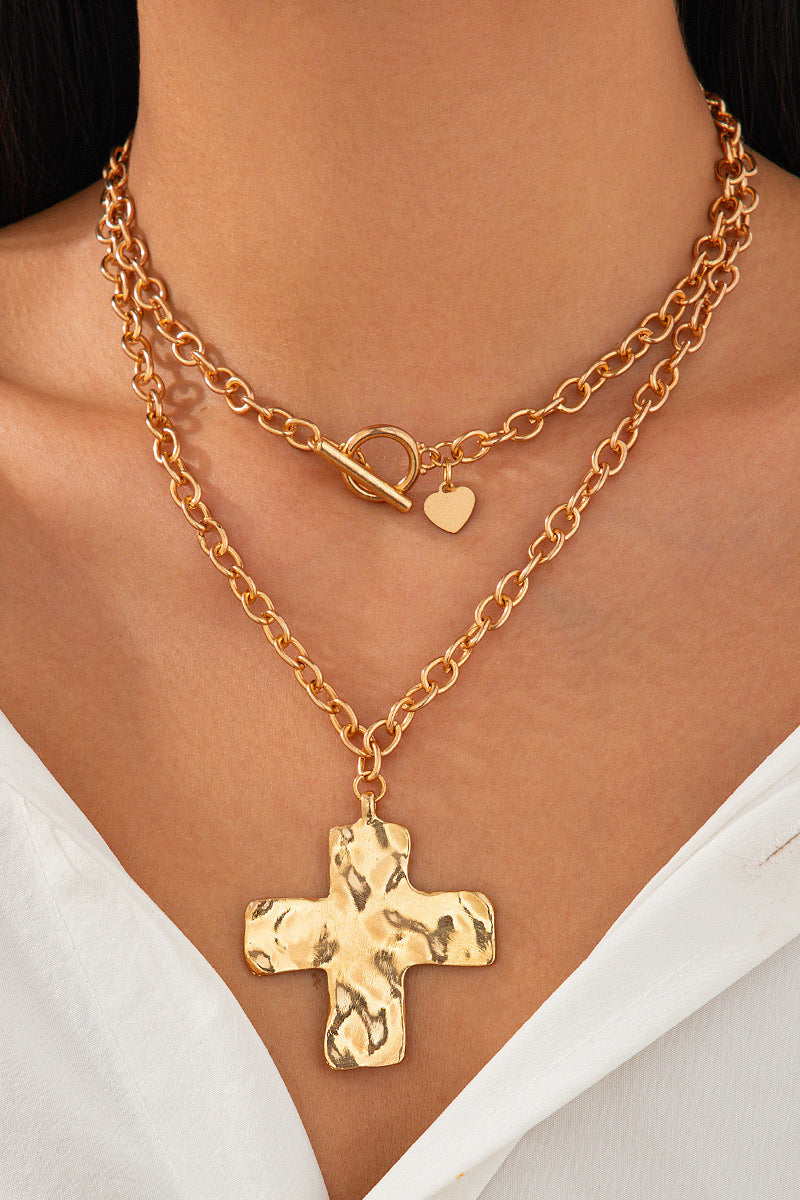 Chunky Chain Necklace with Cross Pendant