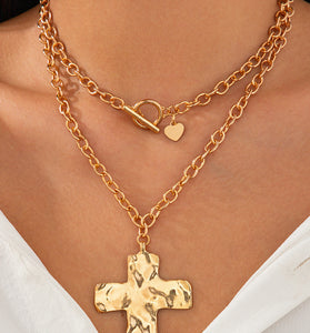 Chunky Chain Necklace with Cross Pendant