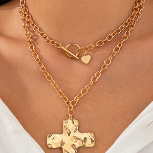Chunky Chain Necklace with Cross Pendant
