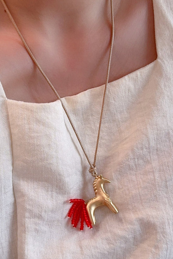 Horse Charm Beaded Necklace