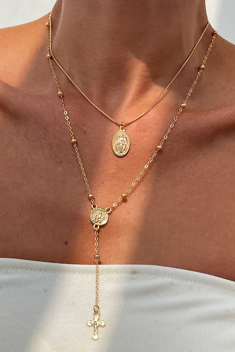 Layered Cross Pendant Necklace