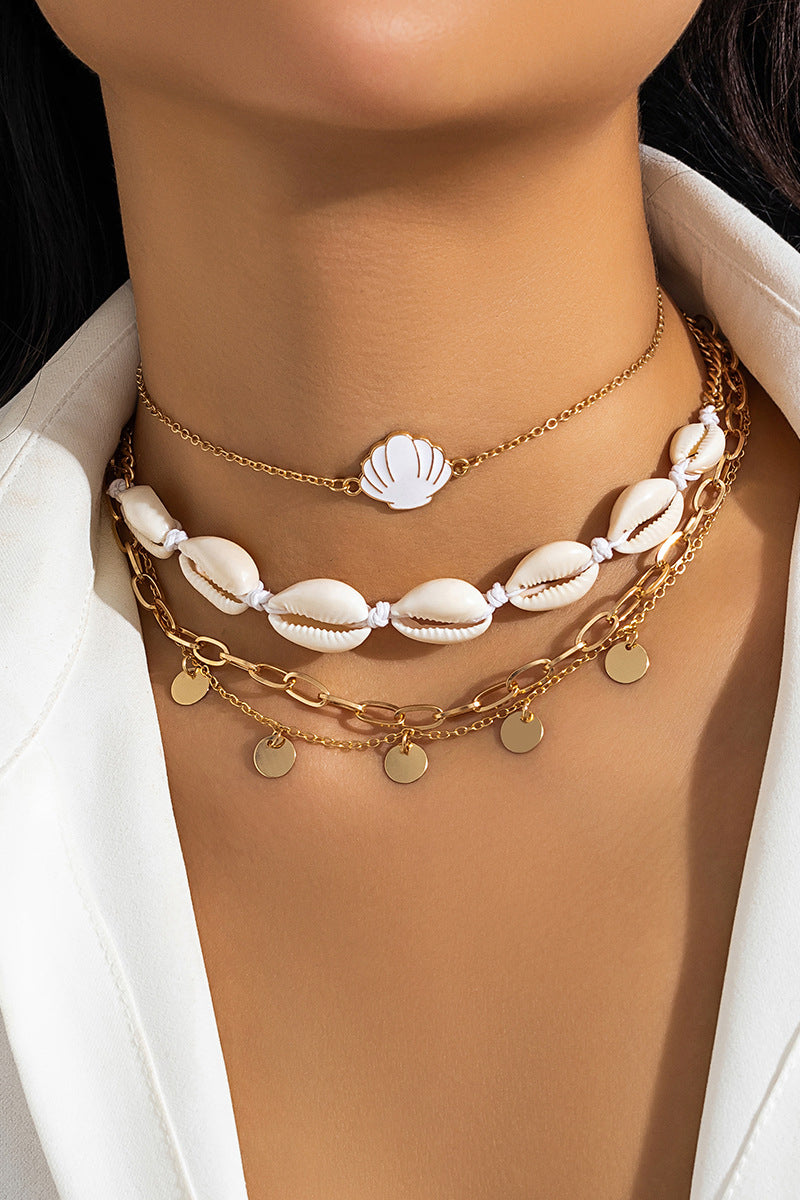 Starfish and Shell Charm Layered Necklace