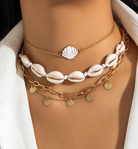 Starfish and Shell Charm Layered Necklace