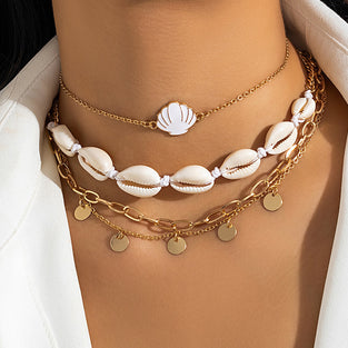 Starfish and Shell Charm Layered Necklace