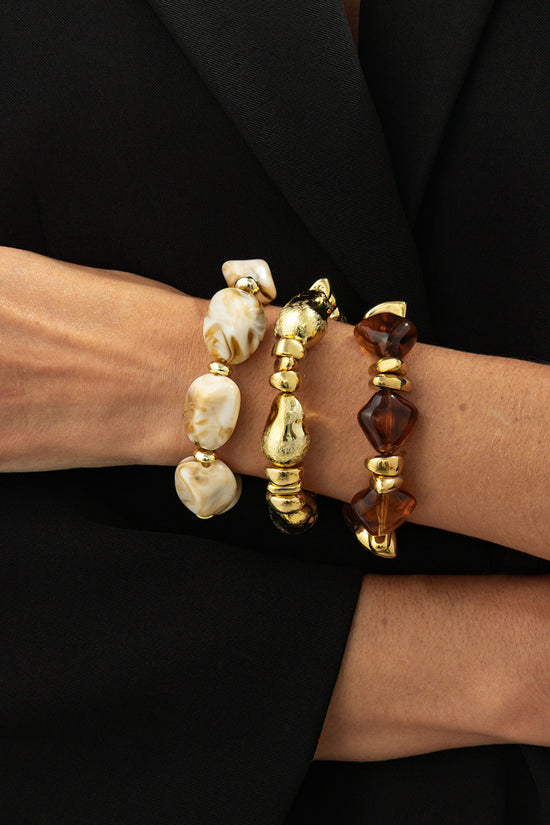 Chunky Gold and Pearl Statement Bracelet