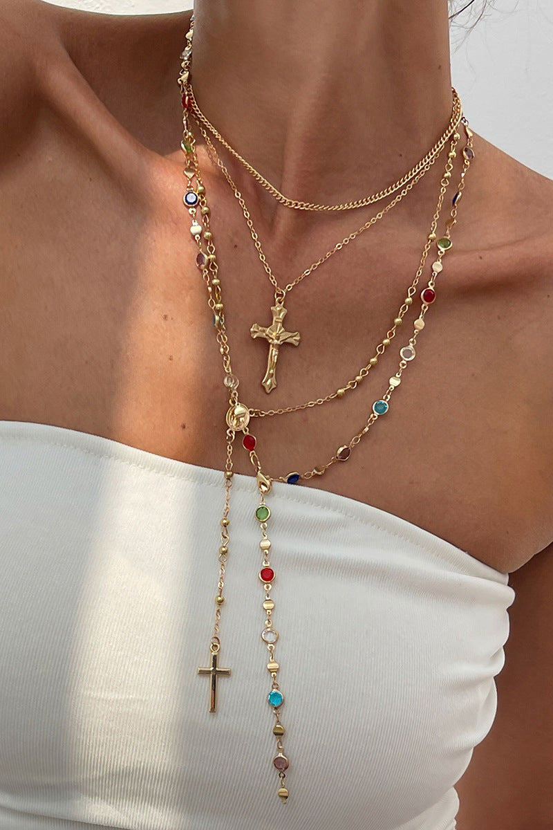 Layered Cross Pendant Necklace