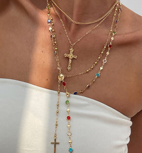 Layered Cross Pendant Necklace