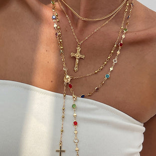 Layered Cross Pendant Necklace