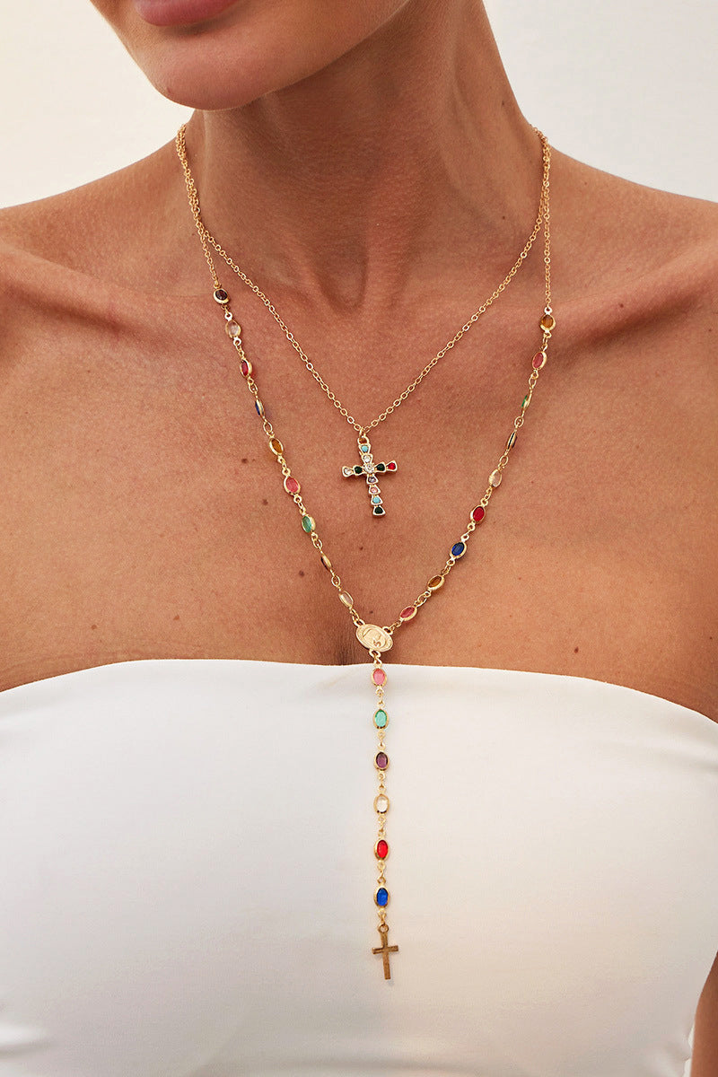 Layered Cross Pendant Necklace