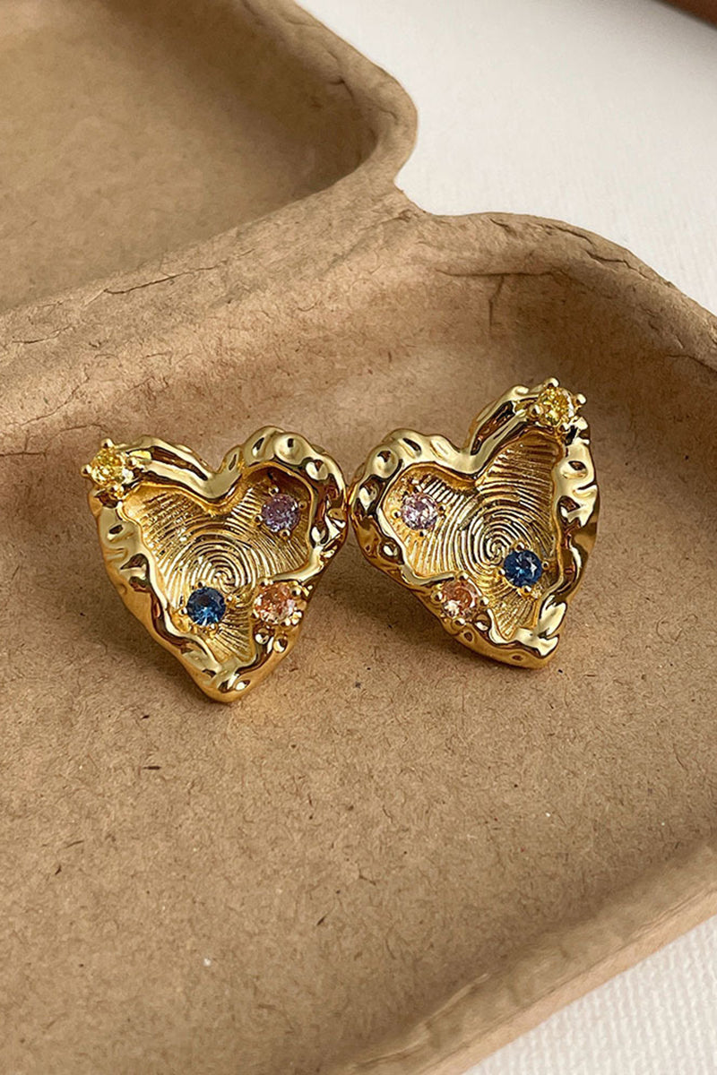 Heart Gemstone Stud Earrings