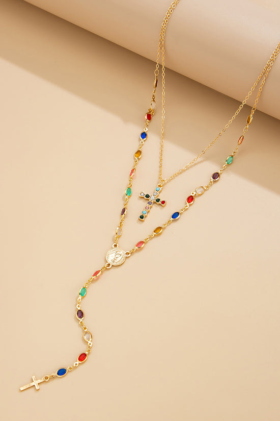 Layered Cross Pendant Necklace