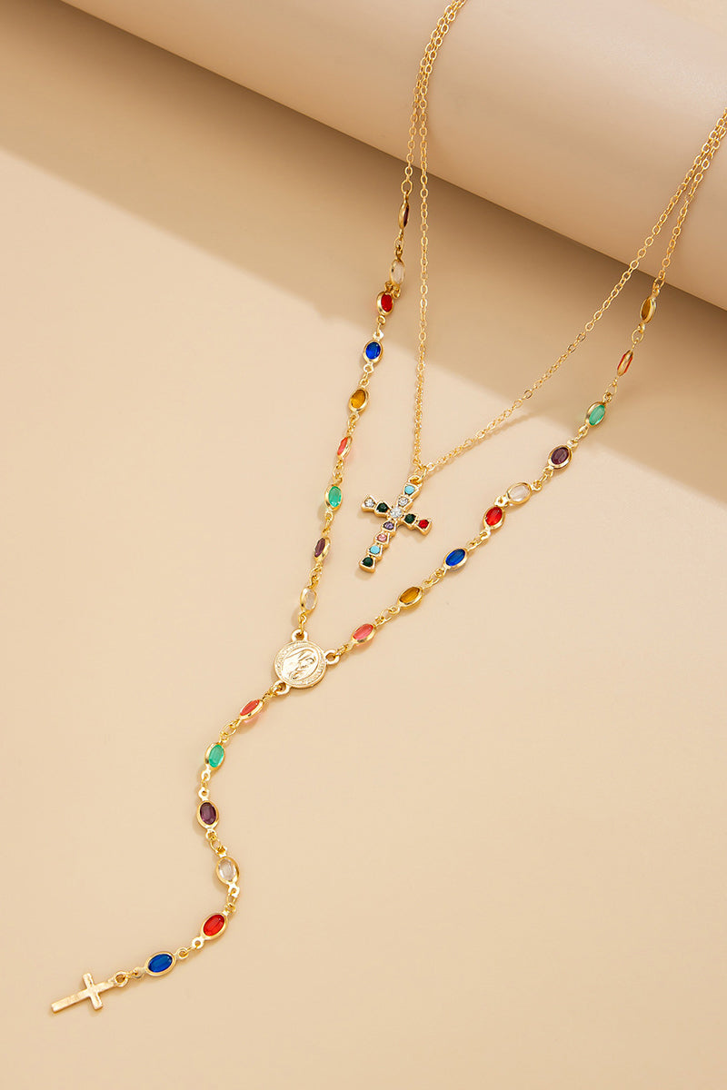 Layered Cross Pendant Necklace