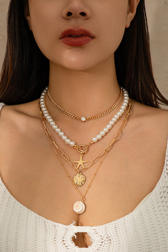 Starfish and Pearl Layered Necklace