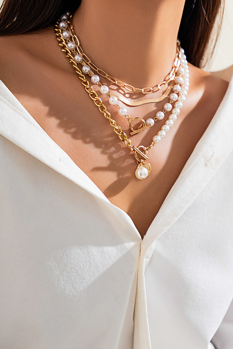 Charm Layered Pearl Necklace
