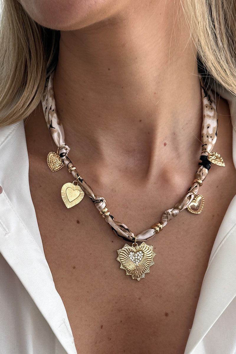 Heart Pendant Ribbon Necklace
