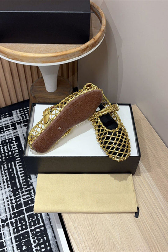 Woven Mesh Buckle Flats