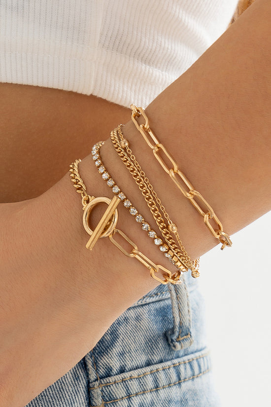 Elegant Chain and Stone Bracelet Set