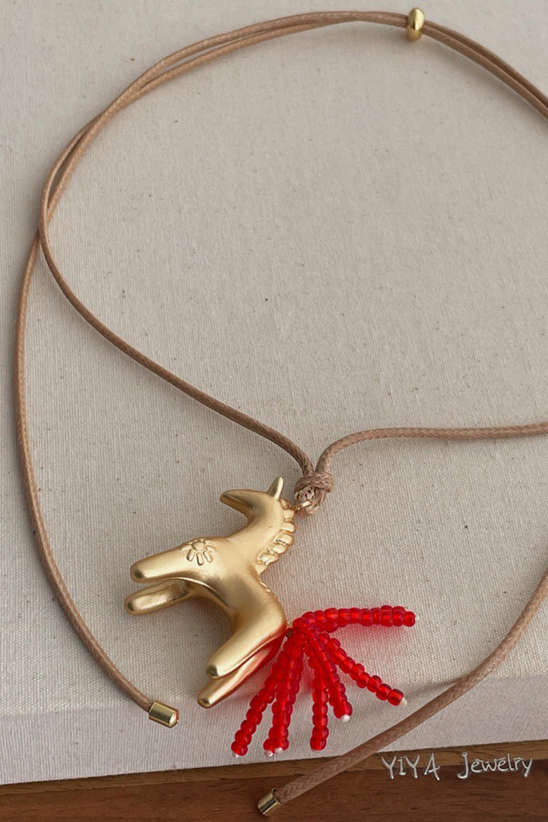 Horse Charm Beaded Necklace