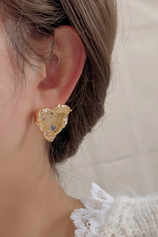Heart Gemstone Stud Earrings
