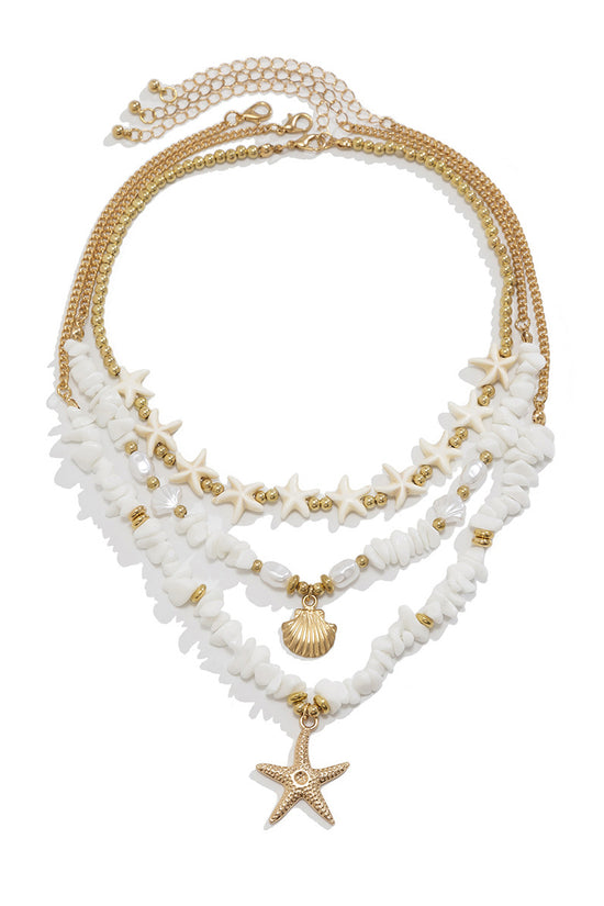 Starfish and Shell Layered Necklace