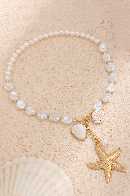 Ocean-Inspired Pearl Charm Necklace