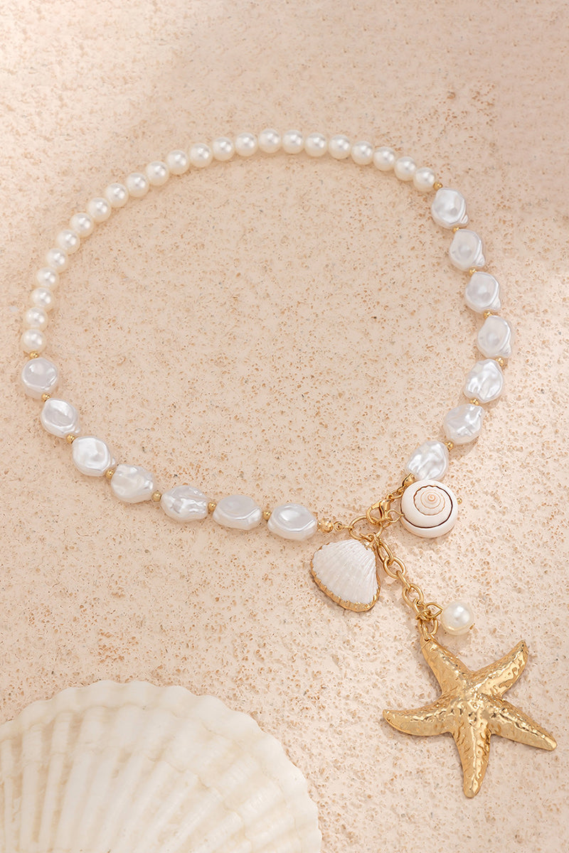 Ocean-Inspired Pearl Charm Necklace